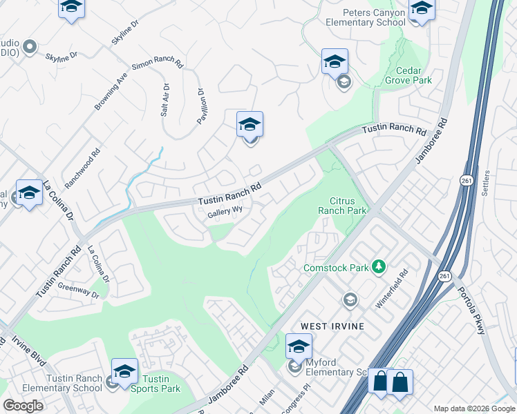 map of restaurants, bars, coffee shops, grocery stores, and more near 12035 South Riviera in Tustin