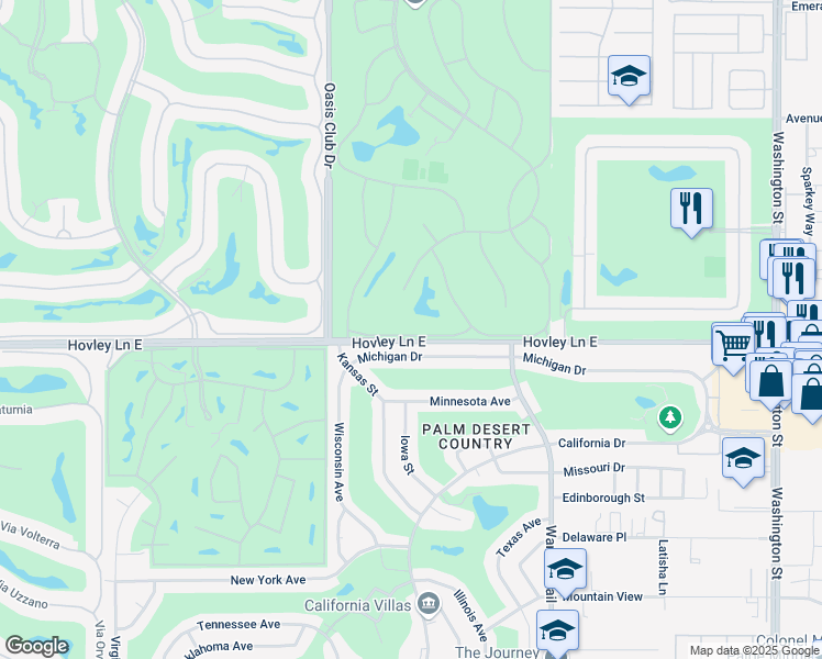 map of restaurants, bars, coffee shops, grocery stores, and more near 77178 Pauma Valley Way in Palm Desert