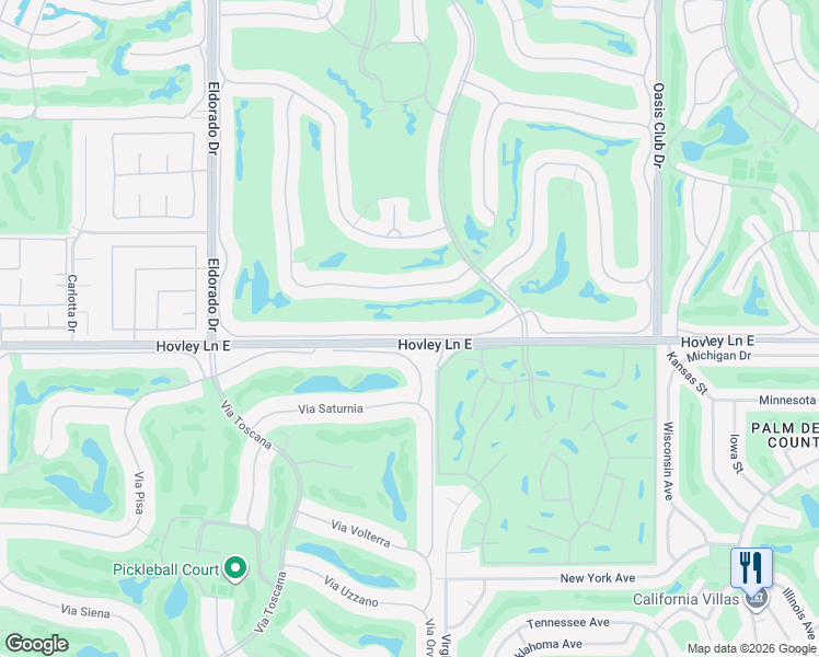 map of restaurants, bars, coffee shops, grocery stores, and more near 460 Gold Canyon Drive in Palm Desert