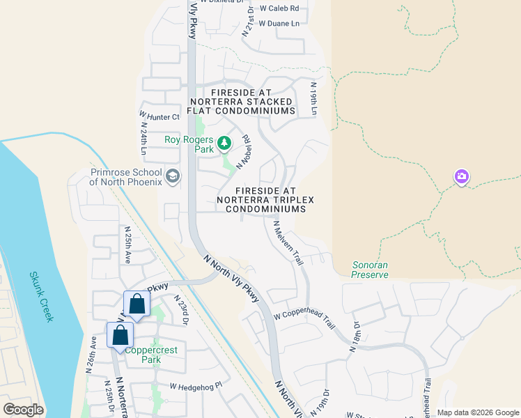map of restaurants, bars, coffee shops, grocery stores, and more near 28610 North 21st Avenue in Phoenix