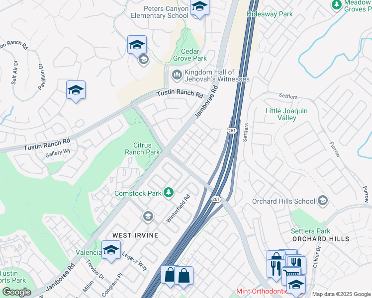 map of restaurants, bars, coffee shops, grocery stores, and more near 42 Ardmore in Irvine