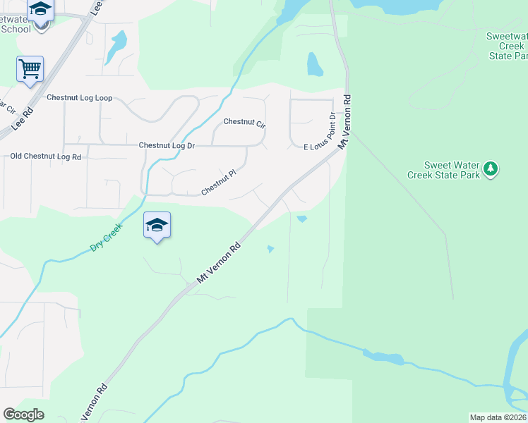 map of restaurants, bars, coffee shops, grocery stores, and more near 2270 Mount Vernon Road in Lithia Springs