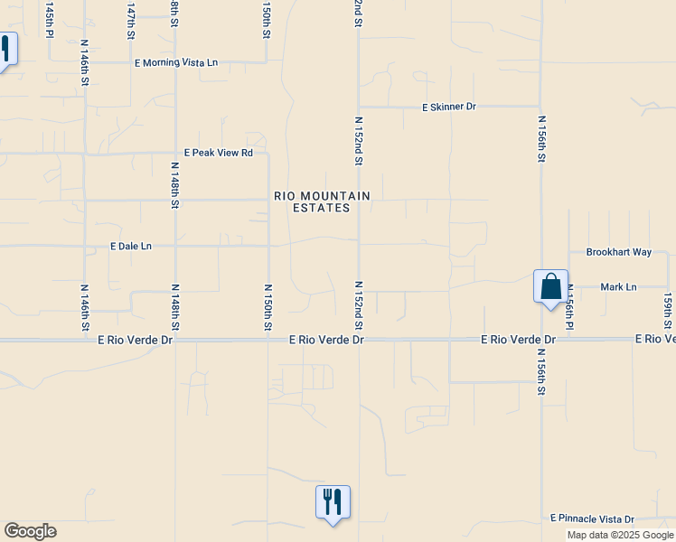 map of restaurants, bars, coffee shops, grocery stores, and more near 28427 North Rio Mountain Court in Scottsdale