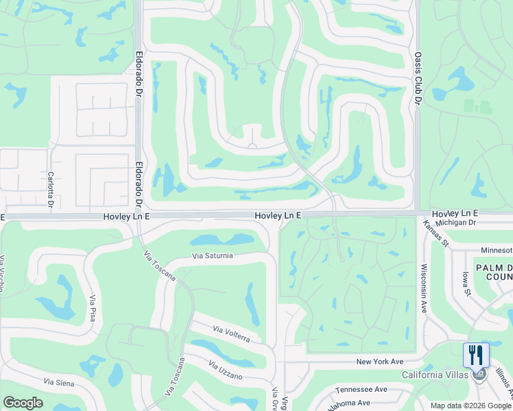 map of restaurants, bars, coffee shops, grocery stores, and more near 440 Gold Canyon Drive in Palm Desert