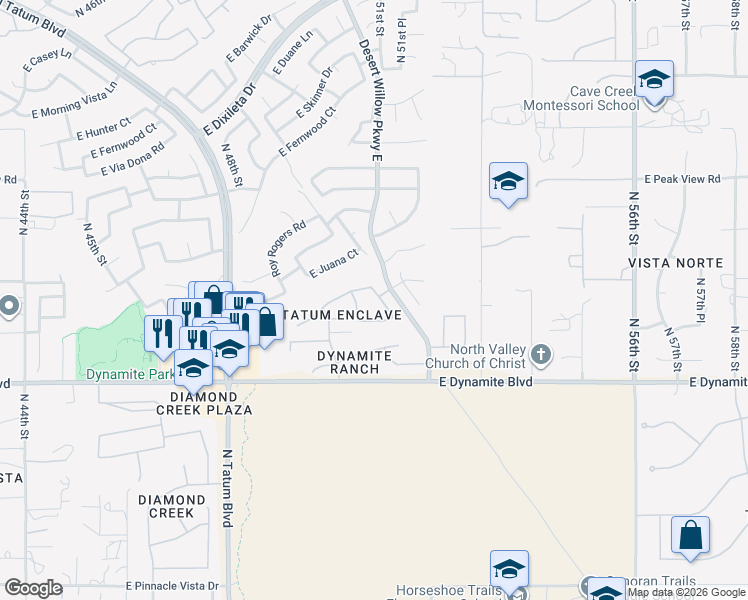 map of restaurants, bars, coffee shops, grocery stores, and more near 28424 50th Way in Cave Creek