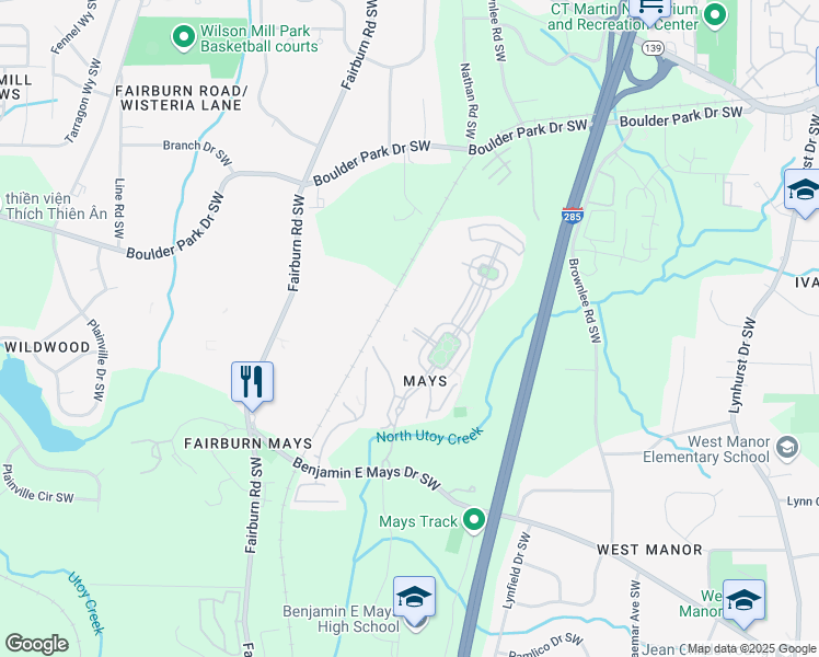 map of restaurants, bars, coffee shops, grocery stores, and more near 748 Crestwell Circle in Atlanta