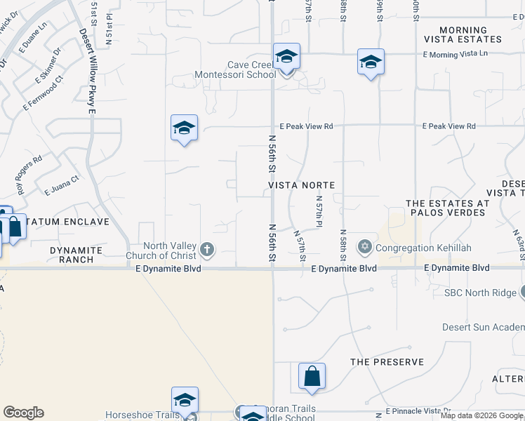map of restaurants, bars, coffee shops, grocery stores, and more near 28512 North 56th Street in Cave Creek
