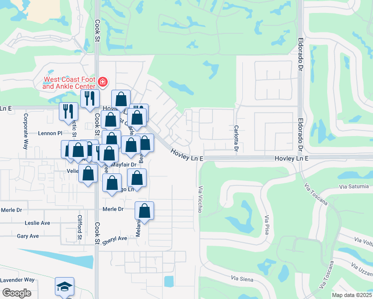 map of restaurants, bars, coffee shops, grocery stores, and more near 440 Tava Lane in Palm Desert