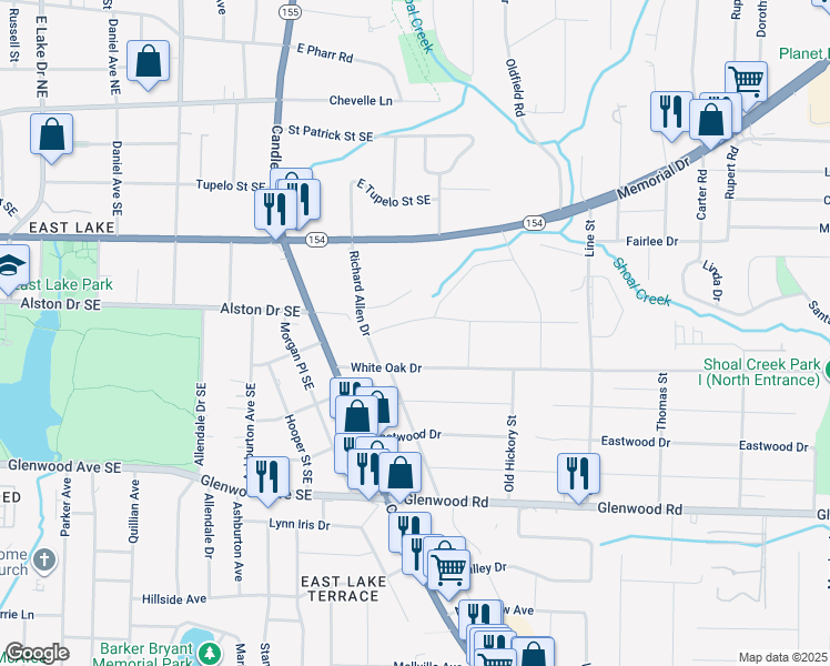 map of restaurants, bars, coffee shops, grocery stores, and more near 3037 Alston Drive in Decatur