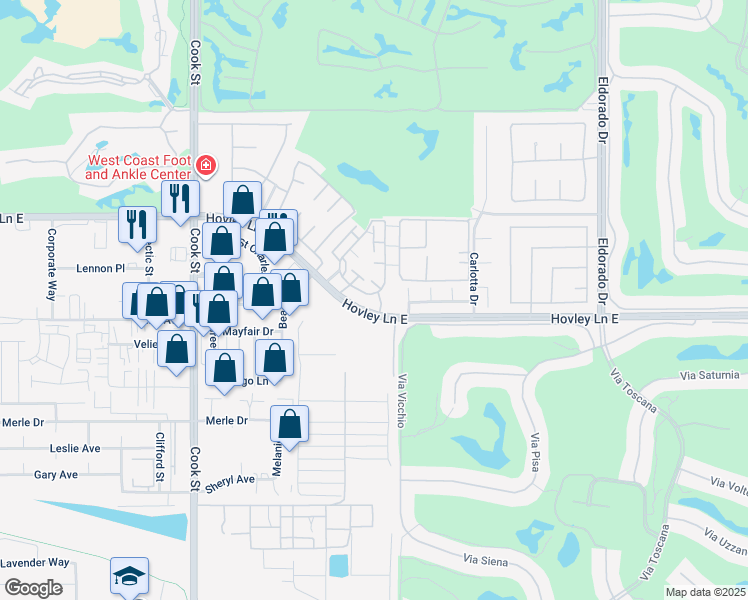 map of restaurants, bars, coffee shops, grocery stores, and more near 440 Tava Lane in Palm Desert