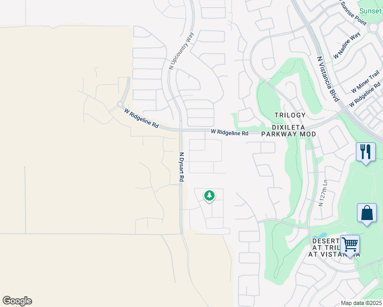 map of restaurants, bars, coffee shops, grocery stores, and more near 13195 West Redstone Drive in Peoria