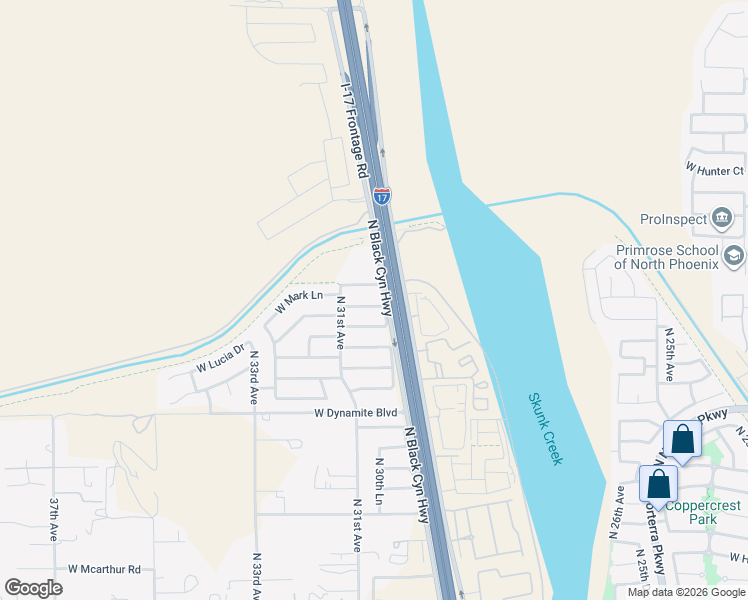 map of restaurants, bars, coffee shops, grocery stores, and more near 3030 West Casino Avenue in Phoenix