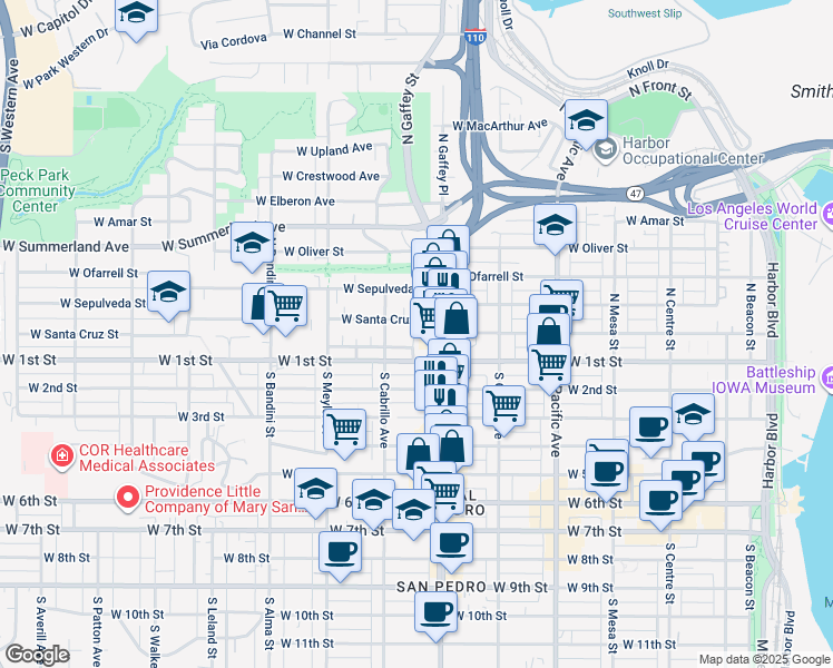 map of restaurants, bars, coffee shops, grocery stores, and more near 146 North Marshall Court in Los Angeles