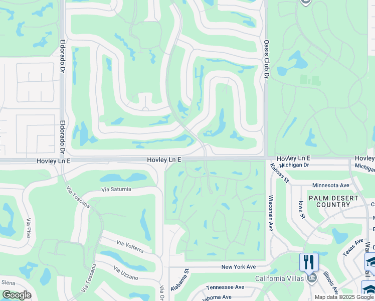 map of restaurants, bars, coffee shops, grocery stores, and more near 610 Gold Canyon Drive in Palm Desert