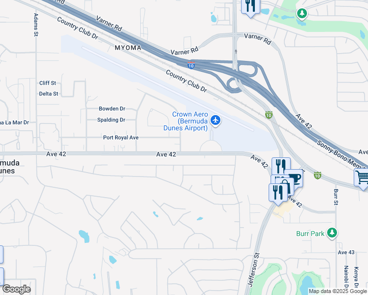 map of restaurants, bars, coffee shops, grocery stores, and more near 79740 Avenue 42 in Bermuda Dunes