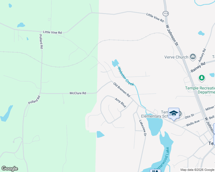 map of restaurants, bars, coffee shops, grocery stores, and more near 63 McClure Road in Temple