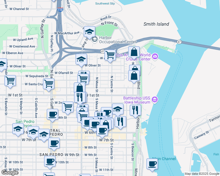 map of restaurants, bars, coffee shops, grocery stores, and more near 319 West Santa Cruz Street in Los Angeles