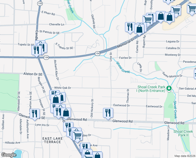 map of restaurants, bars, coffee shops, grocery stores, and more near 3147 Alston Drive in Decatur