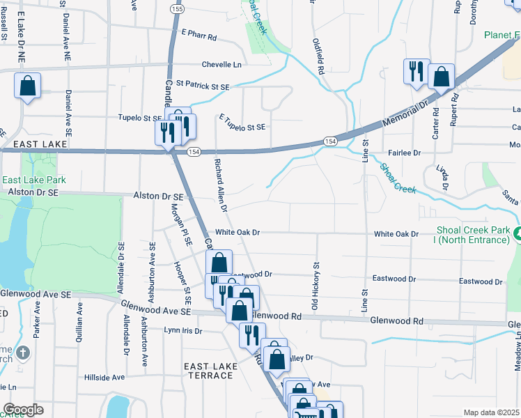 map of restaurants, bars, coffee shops, grocery stores, and more near 3037 Alston Drive in Decatur
