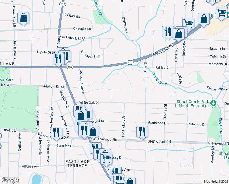map of restaurants, bars, coffee shops, grocery stores, and more near 3087 Alston Drive in Decatur