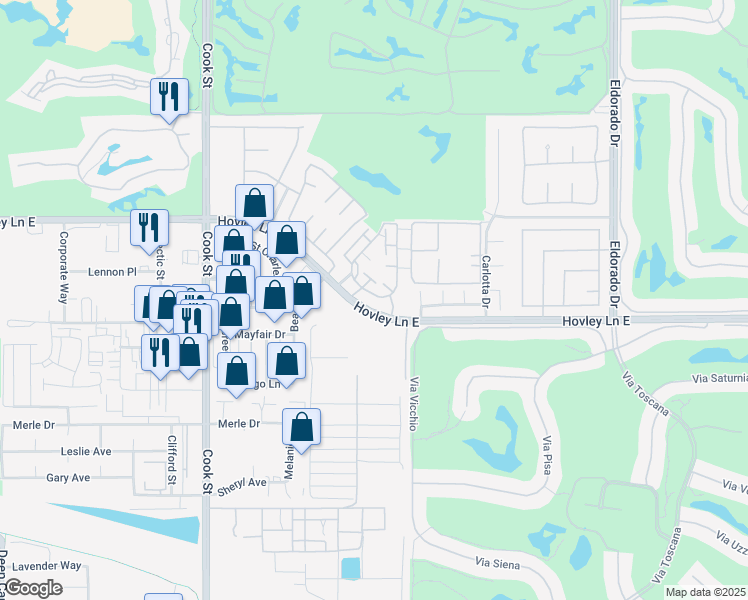 map of restaurants, bars, coffee shops, grocery stores, and more near 446 Tava Lane in Palm Desert