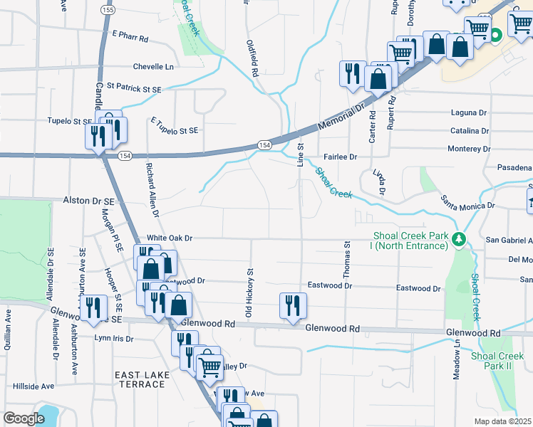 map of restaurants, bars, coffee shops, grocery stores, and more near 3139 Alston Drive in Decatur