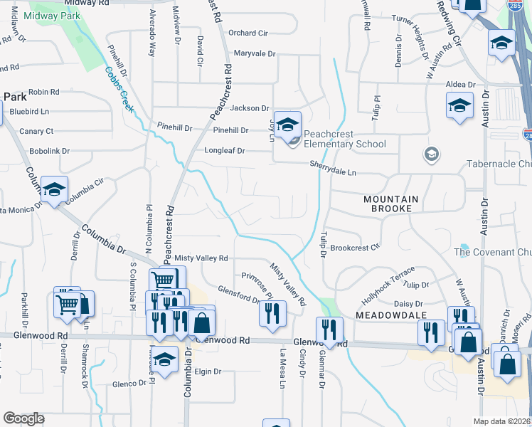 map of restaurants, bars, coffee shops, grocery stores, and more near 3482 Sweetgum Lane in Decatur