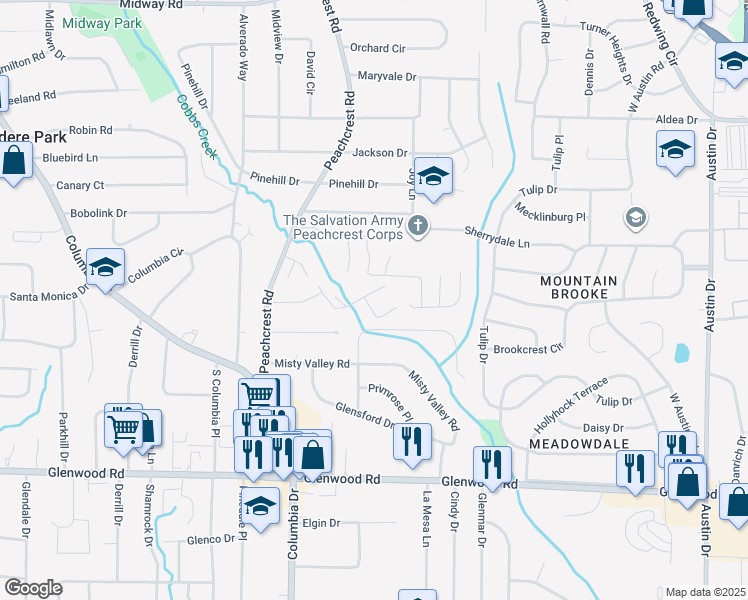 map of restaurants, bars, coffee shops, grocery stores, and more near 3445 Cobbs Ferry Drive in Decatur