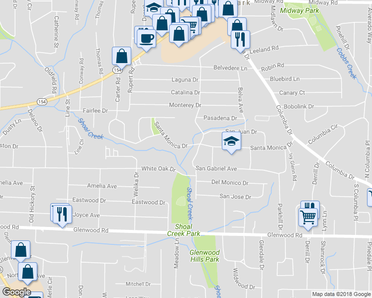 map of restaurants, bars, coffee shops, grocery stores, and more near 2931 Santa Monica Drive in Decatur