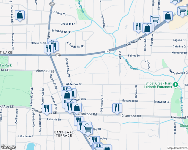 map of restaurants, bars, coffee shops, grocery stores, and more near 3087 Alston Drive in Decatur