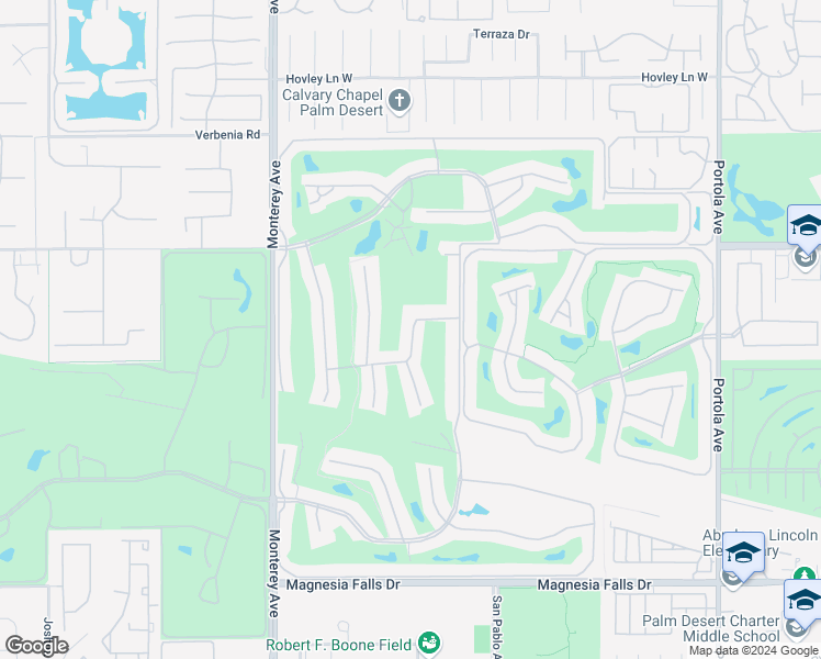 map of restaurants, bars, coffee shops, grocery stores, and more near 41502 Monterey Avenue in Palm Desert
