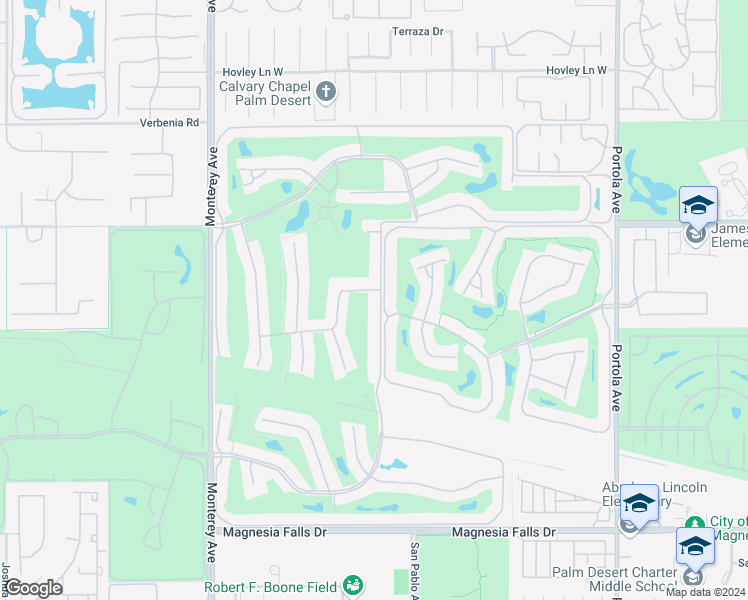 map of restaurants, bars, coffee shops, grocery stores, and more near 359 Gran Via in Palm Desert