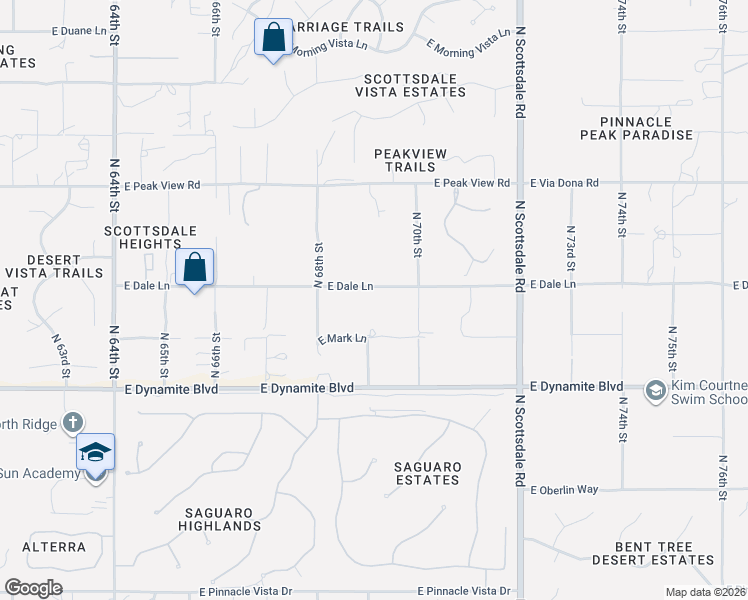 map of restaurants, bars, coffee shops, grocery stores, and more near 6911 East Dale Lane in Scottsdale