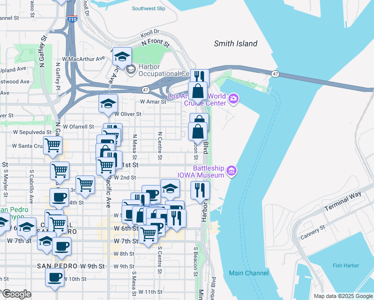 map of restaurants, bars, coffee shops, grocery stores, and more near 142 West Santa Cruz Street in Los Angeles
