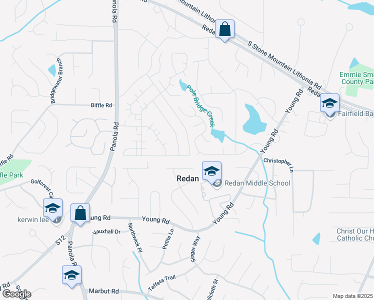 map of restaurants, bars, coffee shops, grocery stores, and more near 1589 Dillard Road in Stone Mountain