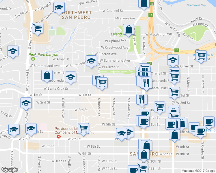 map of restaurants, bars, coffee shops, grocery stores, and more near 965 W Santa Cruz St in Los Angeles