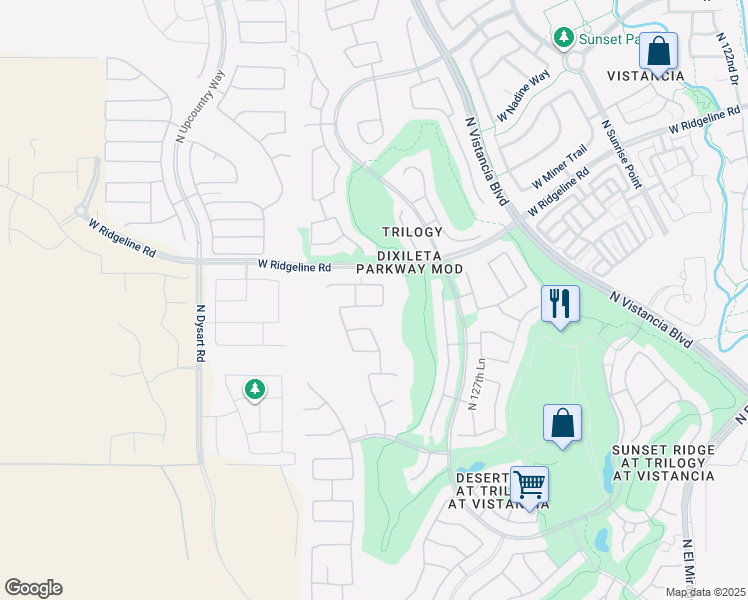 map of restaurants, bars, coffee shops, grocery stores, and more near 12910 West Dale Lane in Peoria