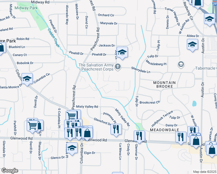 map of restaurants, bars, coffee shops, grocery stores, and more near 3483 Sweetgum Lane in Decatur