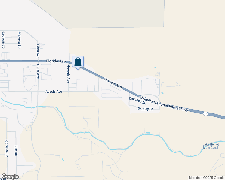 map of restaurants, bars, coffee shops, grocery stores, and more near 45521 California 74 in Hemet