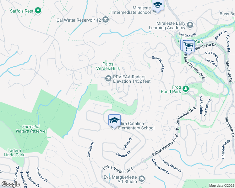 map of restaurants, bars, coffee shops, grocery stores, and more near 30 Avenue De Azalea in Rancho Palos Verdes