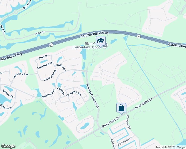 map of restaurants, bars, coffee shops, grocery stores, and more near 3030 Ellesmere Circle in Myrtle Beach
