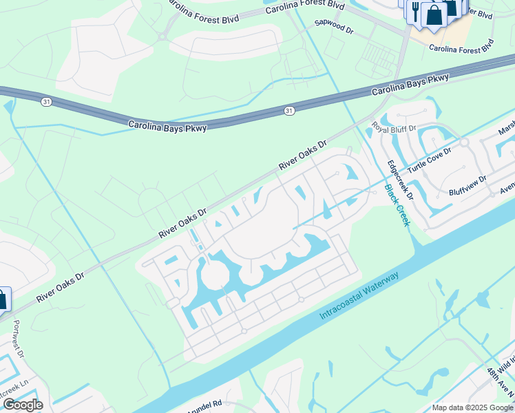 map of restaurants, bars, coffee shops, grocery stores, and more near 1053 East Isle Of Palms Avenue in Myrtle Beach