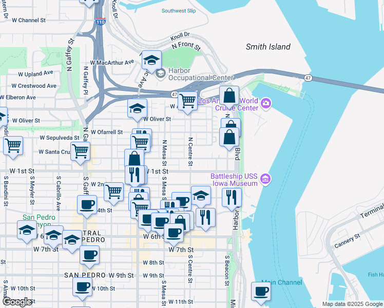 map of restaurants, bars, coffee shops, grocery stores, and more near 319 West Santa Cruz Street in Los Angeles