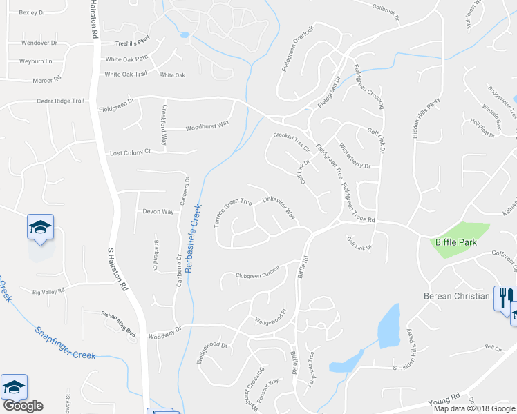 map of restaurants, bars, coffee shops, grocery stores, and more near 4921 Terrace Green Trce in Stone Mountain