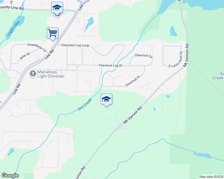 map of restaurants, bars, coffee shops, grocery stores, and more near 2257 Chestnut Place in Lithia Springs