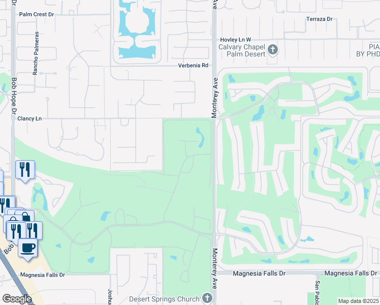 map of restaurants, bars, coffee shops, grocery stores, and more near 62 El Toro Drive in Rancho Mirage