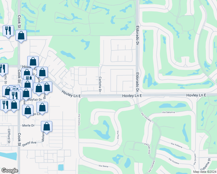 map of restaurants, bars, coffee shops, grocery stores, and more near 41885 Jones Drive in Palm Desert