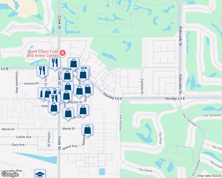 map of restaurants, bars, coffee shops, grocery stores, and more near 447 Tava Lane in Palm Desert