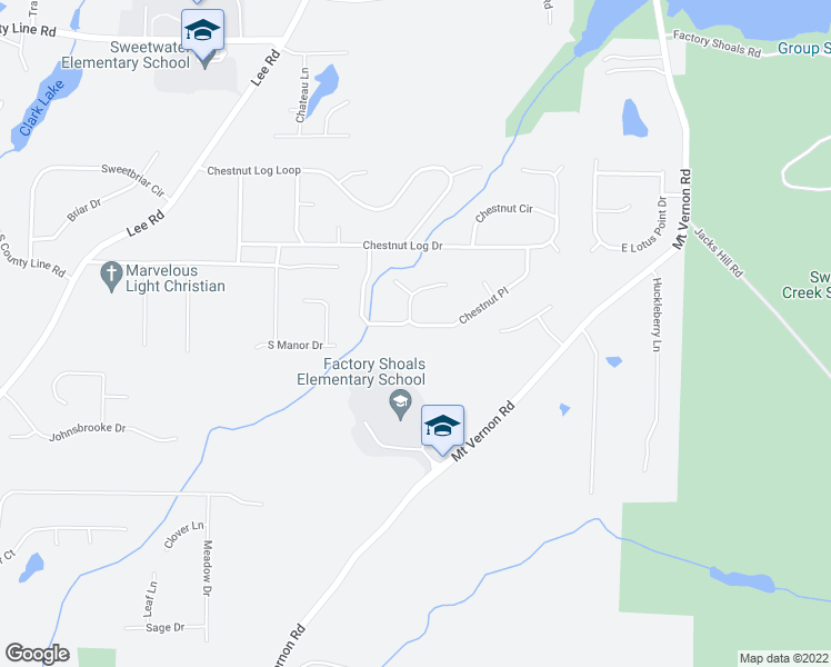 map of restaurants, bars, coffee shops, grocery stores, and more near 2257 Chestnut Place in Lithia Springs