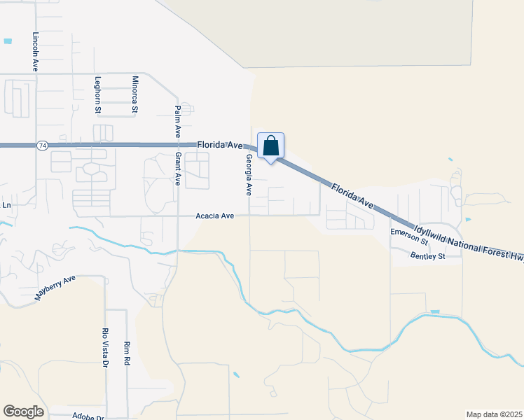 map of restaurants, bars, coffee shops, grocery stores, and more near 25994 Georgia Avenue in Hemet